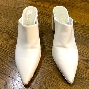 White Leather Studded Mules